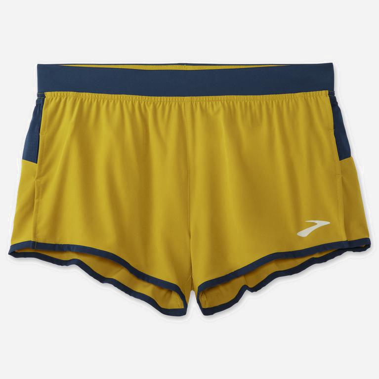 Brooks Sherpa 3 Split Hardloopshorts voor Heren Goud /Wit/Blauw (HGVTX-3275)